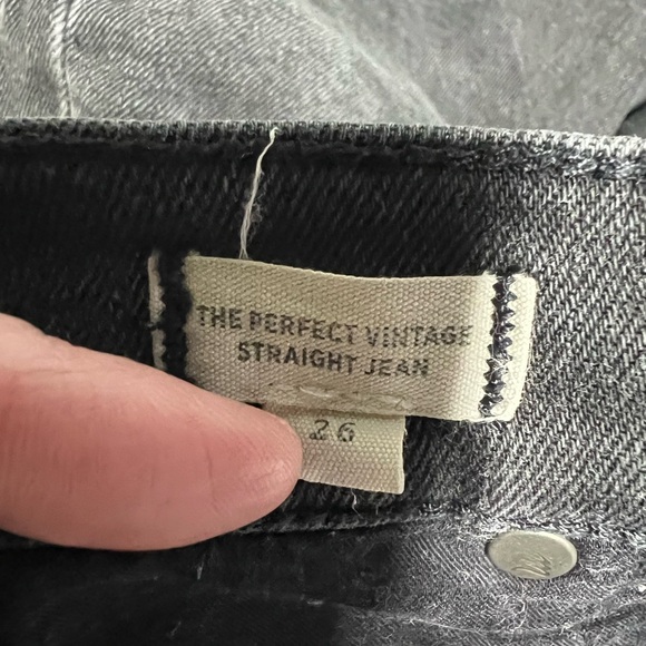 Madewell Perfect Vintage Straight Jeans Black Fade High Rise Side Slit W26 - Picture 5 of 11